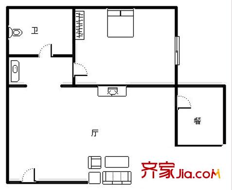 新綠季節(jié)戶型圖戶型圖 1室2廳1衛(wèi)1廚