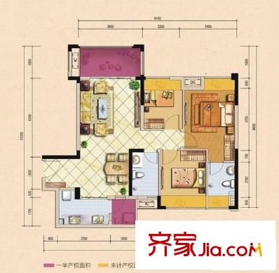 佳兆業(yè)威登郡 3室 戶型圖