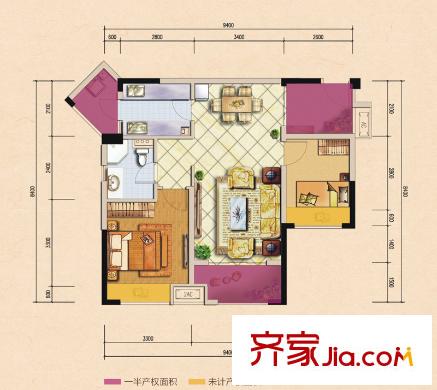 佳兆業(yè)威登郡戶型圖G戶型（不分期） 2室2廳1衛(wèi)1廚