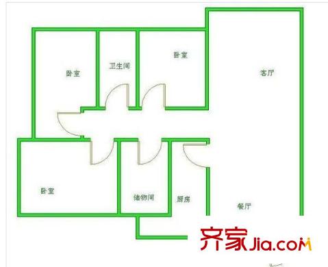 格林尚城 3室 戶型圖
