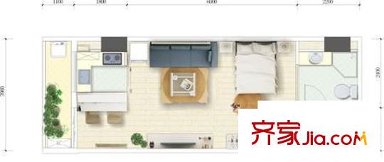 天合凱旋港戶型圖A11型 1室1廳1衛(wèi)