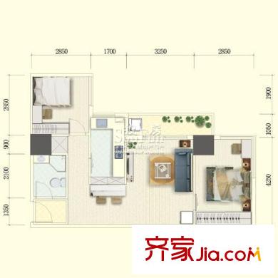 天合凱旋港戶型圖C8型 2室2廳1衛(wèi)1廚