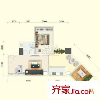 天合凱旋港戶型圖B18型標(biāo)準(zhǔn)層 1室2廳1衛(wèi)1廚
