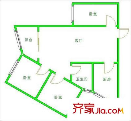 玉林名居戶型圖戶型圖 3室1廳1衛(wèi)1廚