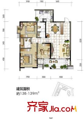恒業(yè)星園戶型圖樓王戶型C-1型 3室2廳2衛(wèi)1廚