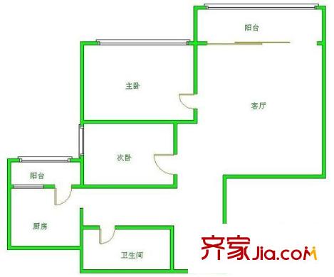 省教育學(xué)院宿舍戶型圖戶型圖 2室1廳1衛(wèi)1廚
