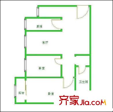 省教育學(xué)院宿舍戶型圖戶型圖 2室1廳1衛(wèi)1廚