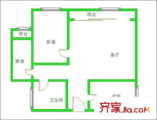 省教育學(xué)院宿舍戶型圖戶型圖 2室1廳1衛(wèi)1廚