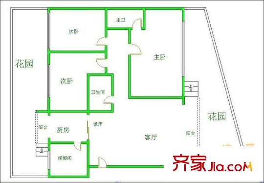 交大庭院戶型圖戶型圖 4室2廳2衛(wèi)1廚