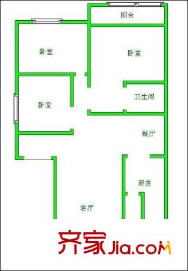 金房苑月圓戶型圖戶型圖 3室2廳2衛(wèi)1廚