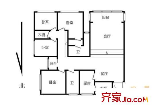 康河酈景 4室 戶型圖