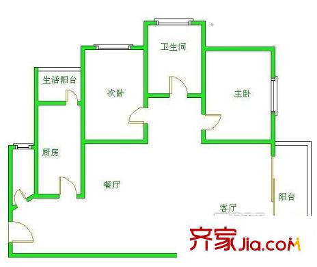 弗客城戶型圖2 2室2廳1衛(wèi)1廚