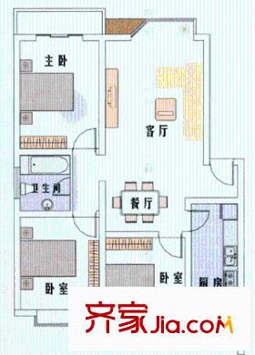 嘉瑞苑戶型圖戶型圖 3室2廳1衛(wèi)1廚