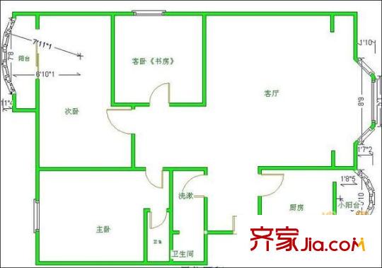 金房苑月圓戶型圖戶型圖 3室1廳2衛(wèi)1廚