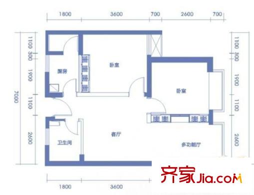 COSMO廣場 2室 戶型圖