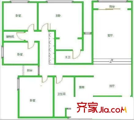 康河酈景 4室 戶型圖