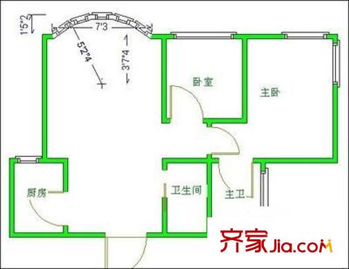 王府花園戶型圖戶型圖 2室1廳2衛(wèi)1廚