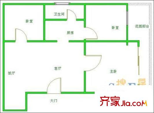 交大廣廈小區(qū) 3室 戶型圖