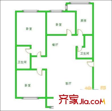 交大廣廈小區(qū) 3室 戶型圖
