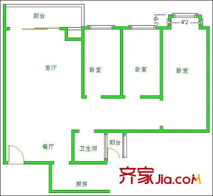 月光誠品 3室 戶型圖