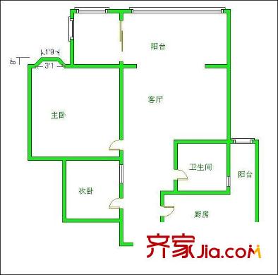 月光誠品 2室 戶型圖