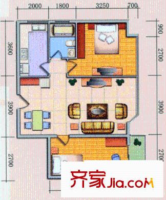 瑞升花園戶型圖戶型圖 2室2廳1衛(wèi)1廚