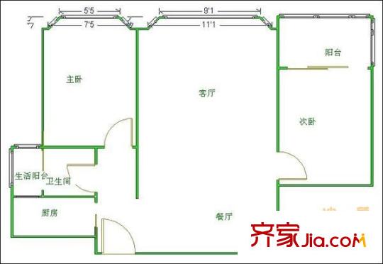 曦城 2室 戶型圖