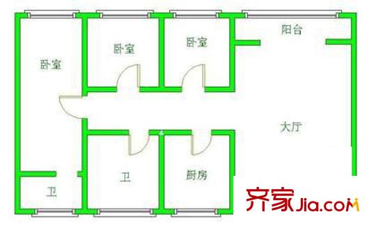 凱瑞花都戶型圖戶型圖 3室1廳2衛(wèi)1廚