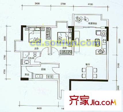 金府世家戶型圖戶型圖 2室2廳1衛(wèi)1廚