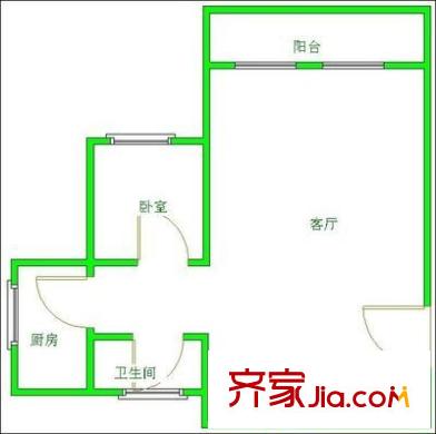 朝陽北苑 1室 戶型圖
