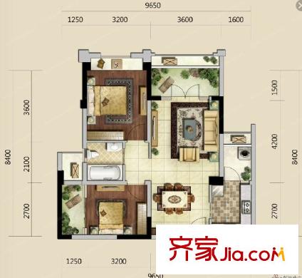海棠公館戶型圖戶型圖 2室2廳1衛(wèi)1廚