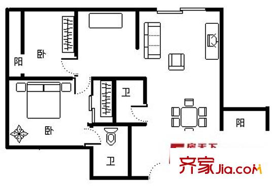 翠云庭 2室 戶型圖