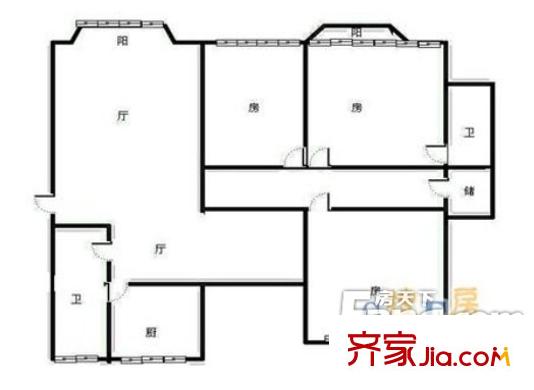 金科苑二區(qū)戶型圖戶型圖 3室2廳2衛(wèi)1廚