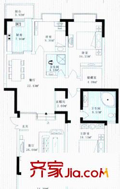 錦城花園戶型圖戶型圖 3室2廳2衛(wèi)1廚