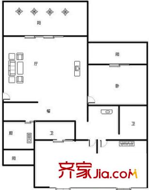 錦城花園 3室 戶型圖
