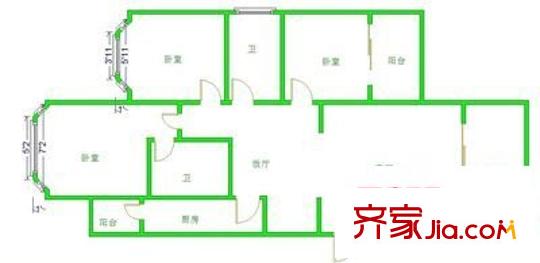 錦城花園 3室 戶型圖
