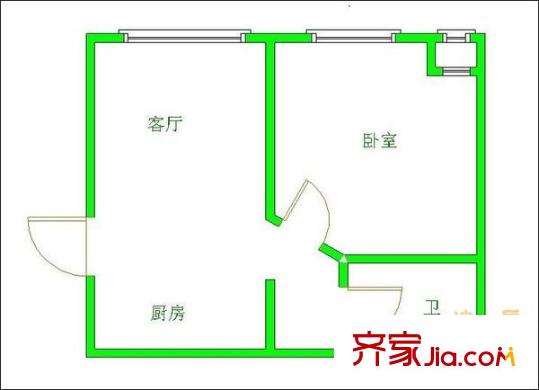 齊盛藝境戶型圖戶型圖 1室1廳1衛(wèi)1廚