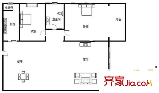 大觀城市花園 2室 戶型圖