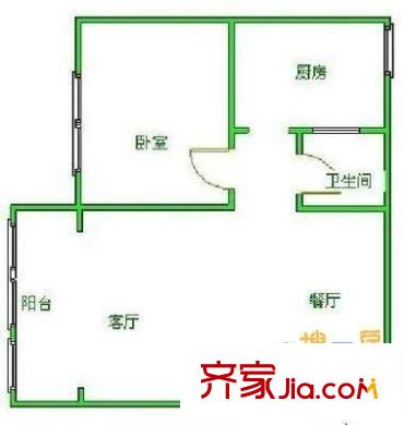 交大廣廈小區(qū) 1室 戶型圖