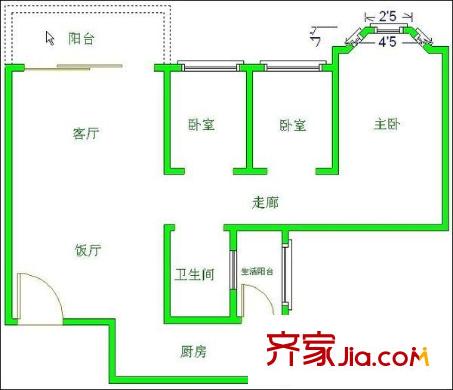 月光誠品 3室 戶型圖