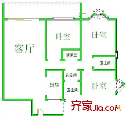 月光誠品 3室 戶型圖