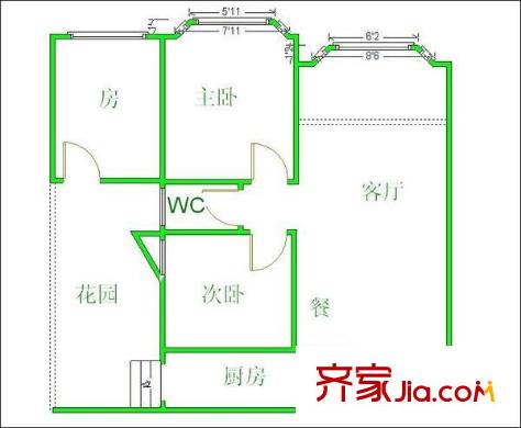 天彩菁華 2室 戶型圖