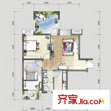 正基城市主場(chǎng)戶型圖A4/B4/C4戶型 1室2廳1衛(wèi)1廚