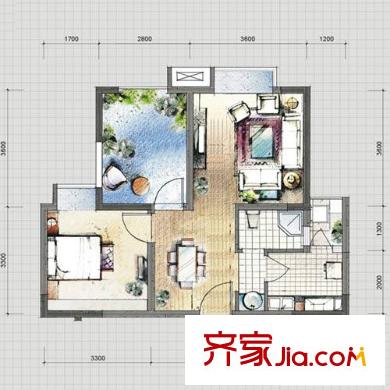 正基城市主場(chǎng)戶型圖A5/B5/C5戶型 1室2廳1衛(wèi)1廚