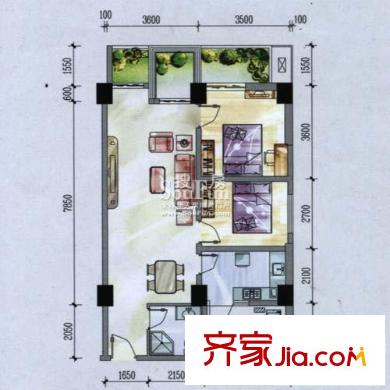 楠貴坊戶型圖戶型圖 2室2廳1衛(wèi)1廚