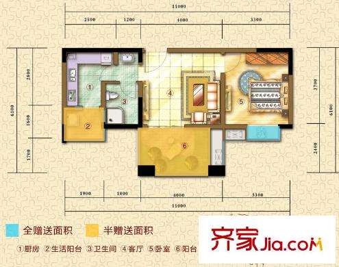 草堂銘城戶型圖2棟1單元2號房C2戶型 1室1廳1衛(wèi)1廚
