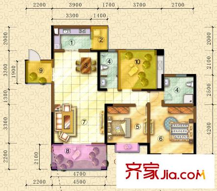 草堂銘城戶型圖1棟2單元奇偶層A2戶型（不分期） 2室2廳2衛(wèi)1廚