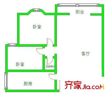 凱瑞花都戶型圖戶型圖 2室1廳1衛(wèi)1廚