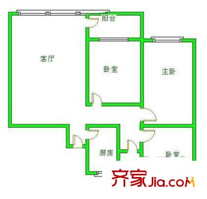 凱瑞花都戶型圖戶型圖 3室1廳1衛(wèi)1廚