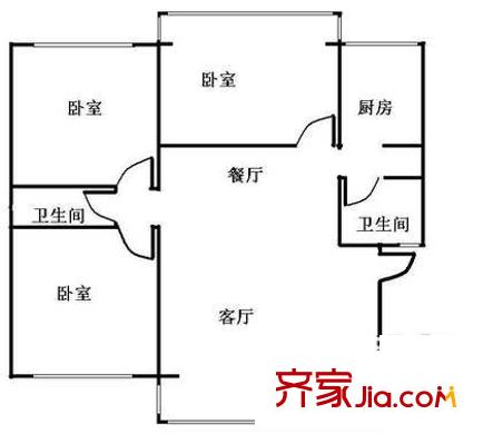 凱瑞花都戶型圖戶型圖 3室2廳2衛(wèi)1廚